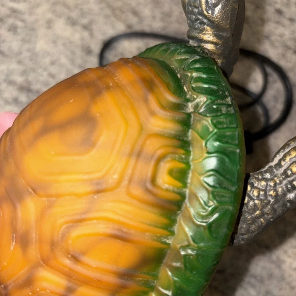 Turtle Lamp with Amber Color Shell Metal Base Tortoise Night Light